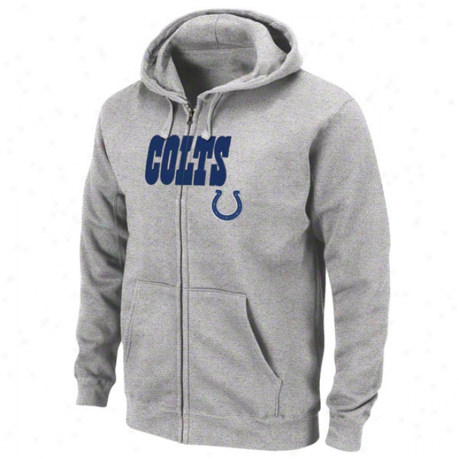 Indianapolis Colts Gray Classic Heavyweight Ii Full-zip Fleece Hooded Sweatshirt