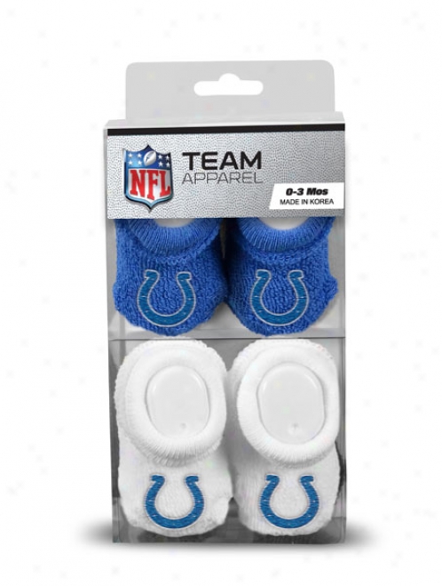 Indianapolis Colts Nwwborn 0-33 Months Royal And White Nfl Booties 2 Pack