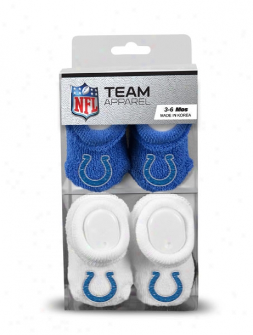 Indianapolis Colts Newborn 3-6 Months Royal And White Nfl Booties 2 Pack