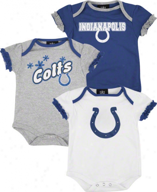 Indianapolis Colts Newborn 3 Piece Ruffled Sleeve Creeper Set