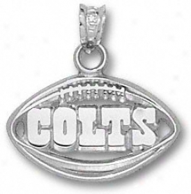 Indianapolis Colts Sterling Silver 1/2 ''colts'' Pierced Football Pendant