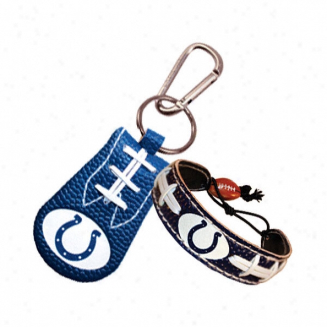 Indianapolis Colts Team Color Bracelet & Keychain Set