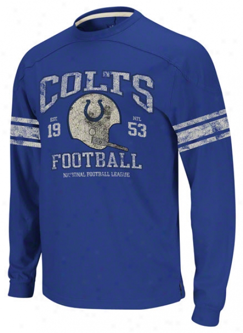 Indianapolis Colts Vintage Appliqu Long Sleeve Blue T-shirt