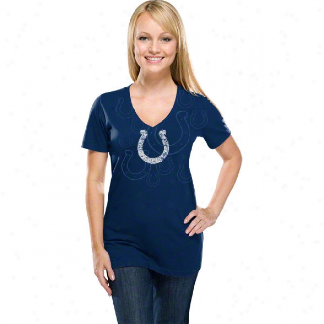 Indianapolis Colts Women's D.l. Deep V-neck Dismal Short Sleeve Top
