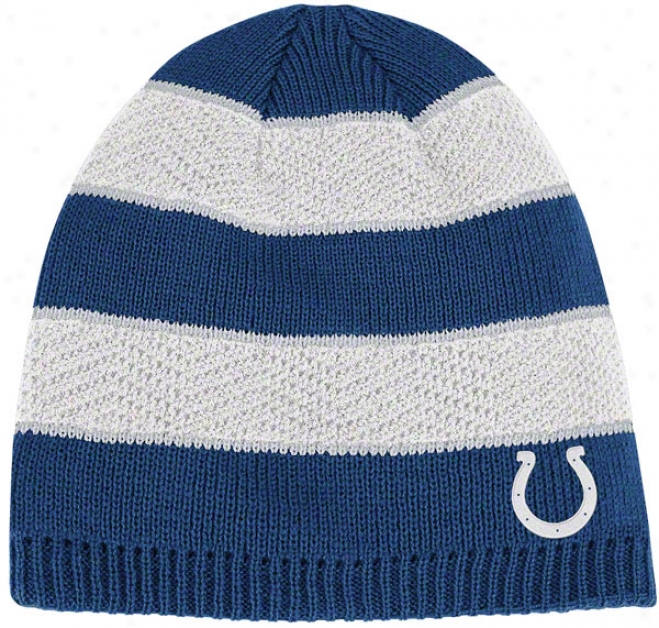 Indianapolis Colts Women's Knit Hat: Herringbone Striped Knit Hat