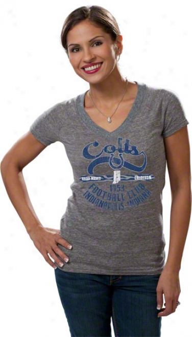 Indianapolis Colts Women's Oil Can Flirt Tri-blend V-neck T-shirt