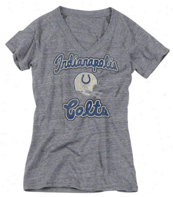 Indianapolis Colts Women's Reebok Heathered Grey Take Back Tri-blend V-neck T-shjrt
