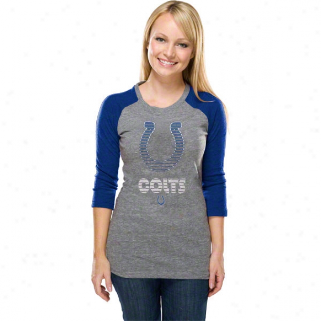 Indianapolis Colts Women's Sport Princess Gray 3/4 Sleeve Raglan Top