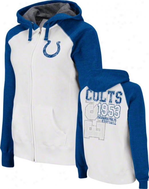 Indianapolis Colts Women's Sport Princess White Raglan Full-zip Hooded Sweatshirt