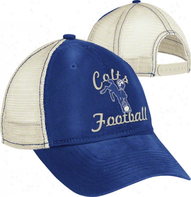 Indianapolis Colts Women's Throwback Hat: Vintage Classic Slouch Mesh Back Adjustable Hat