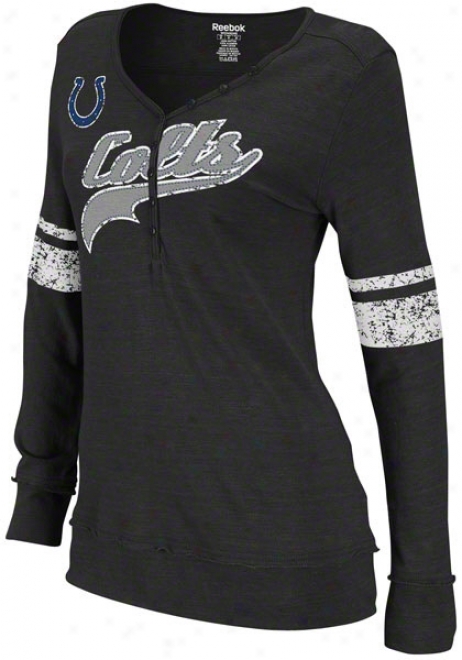 Indianapolis Colts Women's Tri-blend Black Long Sleeve Hen1ey Surface