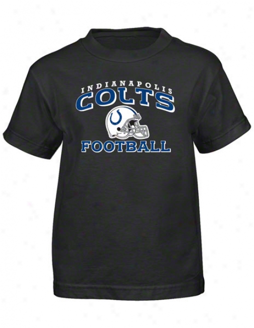 Indianapolis Colts Juvenility Black Stacked Helmet T-shirt