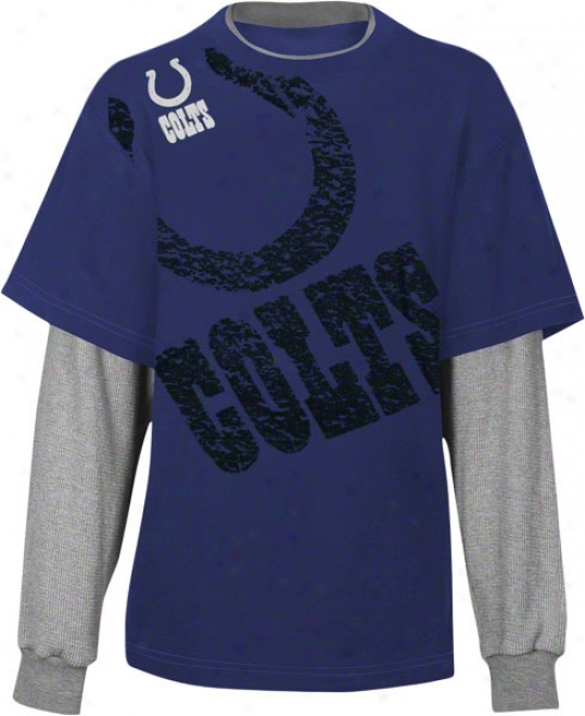 Indianapolis Colts Youth Touchdown Faux Layered Far-seeing S1eeve T-shirt