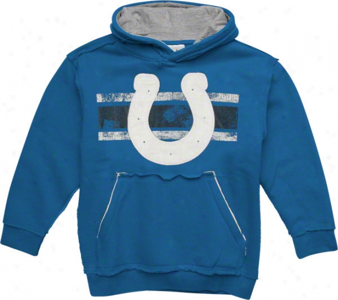 Indianapolis Colts Youth Twill Striped Logo Fleece Hooded Sweatshirt