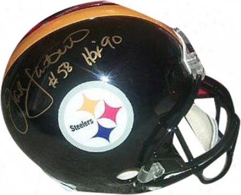 Jack Lambert Autographed Helmet  Details: Pittsburgh Steelers, Riddell Replica Helmet, Hof90