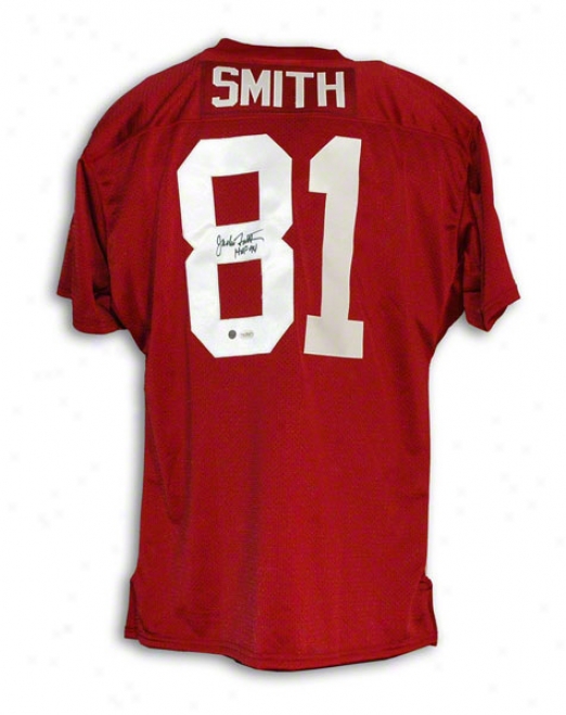 Jackie Smith Autographed St. Louis Cardinals Red Throwback Jersey Inscribed &quothof 94&quot