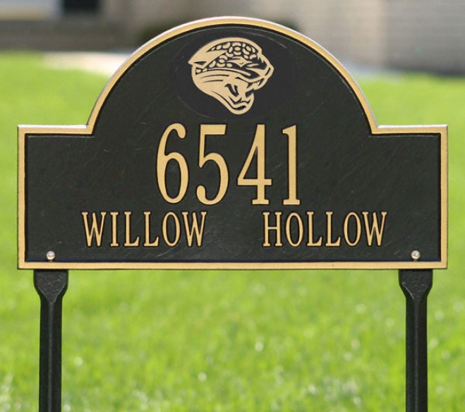 Jacksonville Jaguars Black And Gold Personalized Address Oval Lawn Plaque