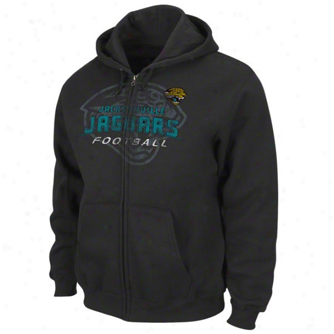 Jacsonville Jaguars Black Touchback Iv Full-zip Fleece Cucullate Sweatshirt