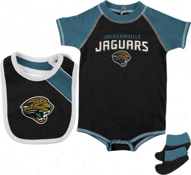 Jacksonville Jaguars Infant Creeper, Bib, And Bootie Set