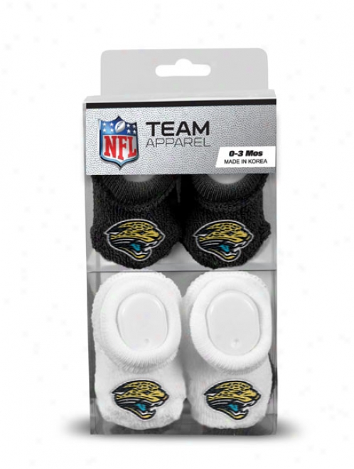 Jacksonville Jaguars Newborn 0-3 Months Black And White Nfl Booties 2 Pack