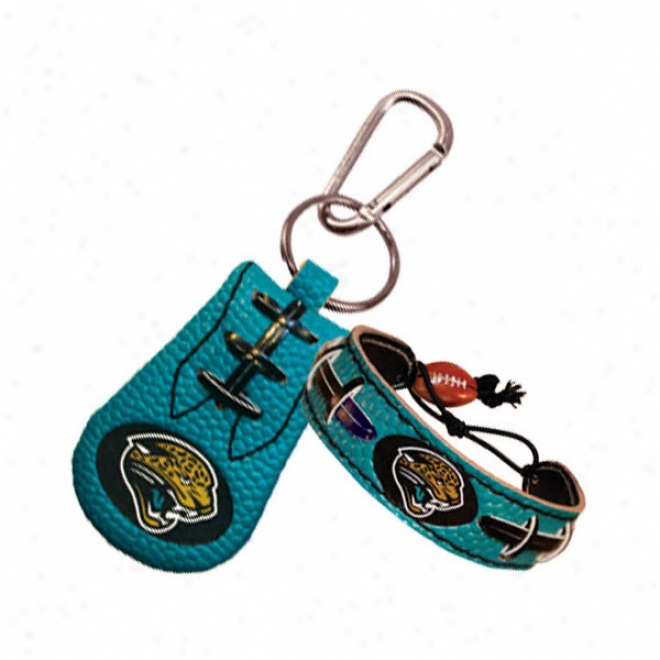 Jacksonville Jaguars Team Color Bracelet & Keychaiin Set