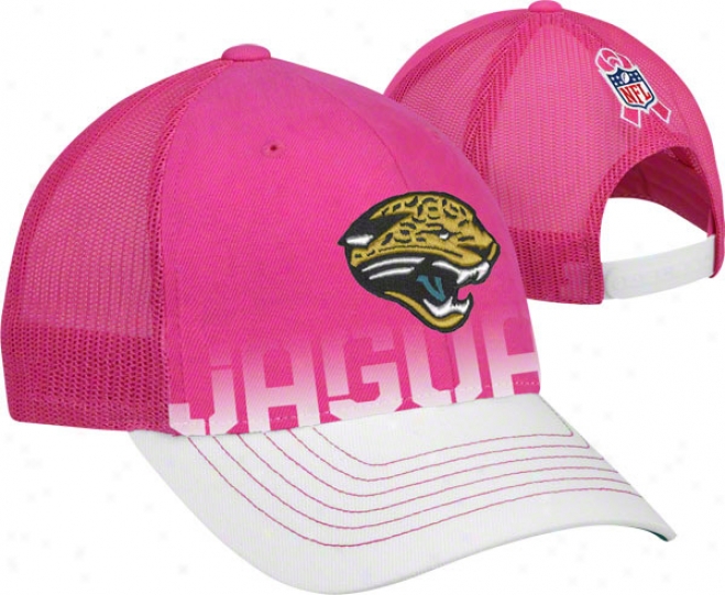 Jacksonville Jaguars Women's Pink Breast Cancer Awareness Structured AdjustableS napback Mesh Aid Haat