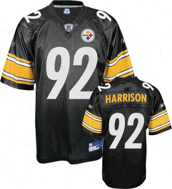 James Harrison Jersey: Reebok Black Replica #92 Pittsburgh Steelers Jersey