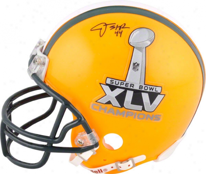 James Starks Autographed Mini Helmet  Details: Green Bay Packers, Super Bowl Xlv Logo, Half And Half