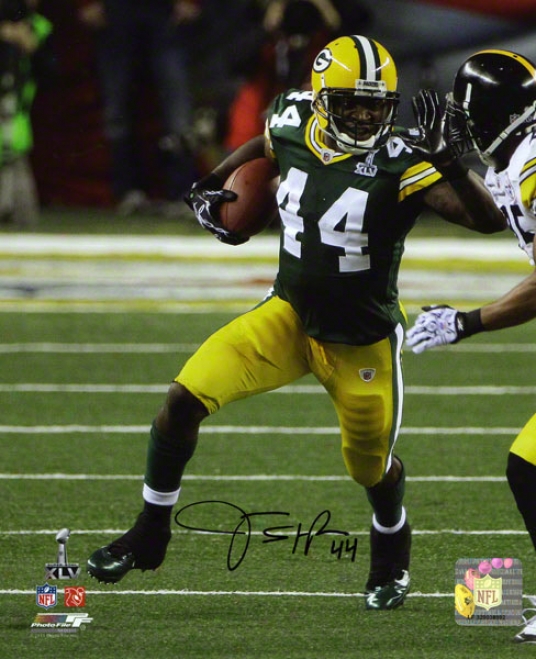 James Starks Autographe dPhotograph  Details: Green Check Packers, 8x10, Super Bowl Xlv