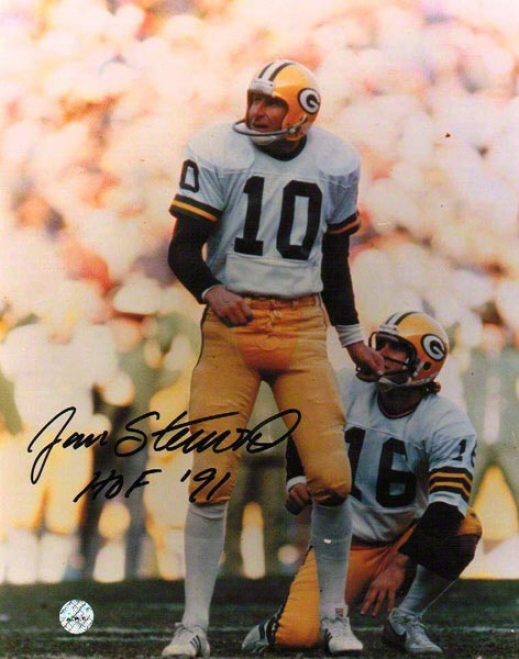 Jan Stenerud Autographed Green Bay Packers 8x10 Photo Inscribed &quothof 91&quot