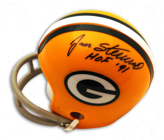 Jan Stenerud Autographed Green Bay Packers Mini Helmet Inscribed Hof 91