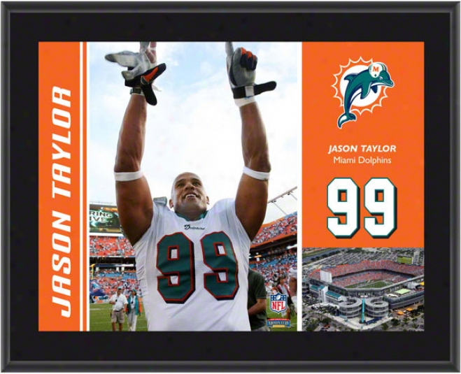 Jason Taylor Plaque  Details: Miami Dolphins, Sublimated, 10x13, Nfl Plaque