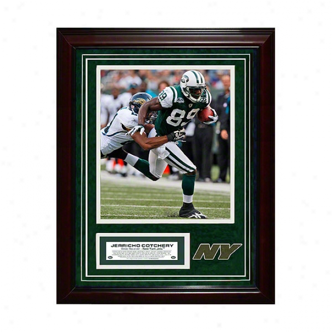 Jerricho Cotchery New York Jets 11x14 Framed Collage With Game Used Turf Phoo & Nameplate