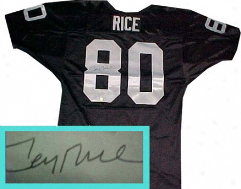 Jerry Rice Autographed Black Custom Style Jersey