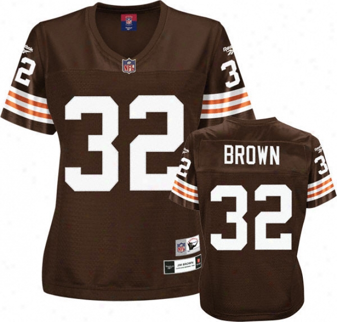 Jim Brown Reebok Premier Throwback Player Clevelanx Browns Women's Jersey