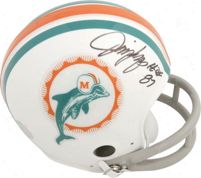 Jim Langer Miami Dolphins Autographed Throwback Mini Helmet With Hof87 Inscription