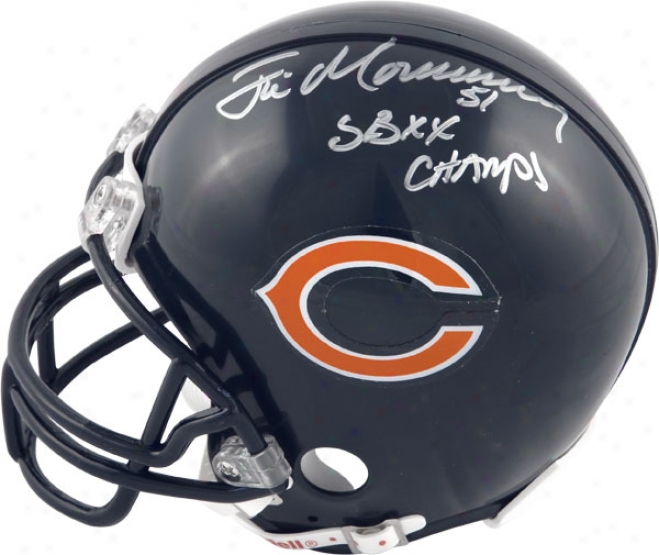 Jim Morrissey Chicago Bears Autographed Mini Helmet With Sb Xx Champs Inscription