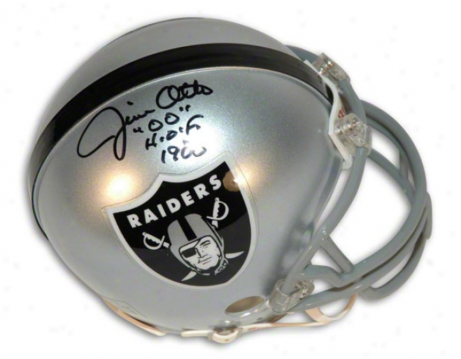 Jim Otto Autographed Oakland Raiders Mini Helmet Inscribed &quohof 00&quot