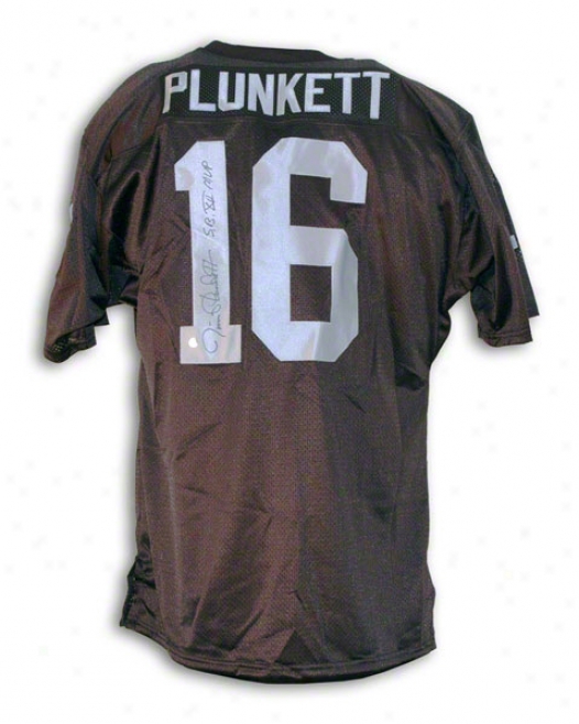 Jim Plunkett Oakland Raiders Autographed Black Throwback Jersey Ijscribed Sb Xv Mvp