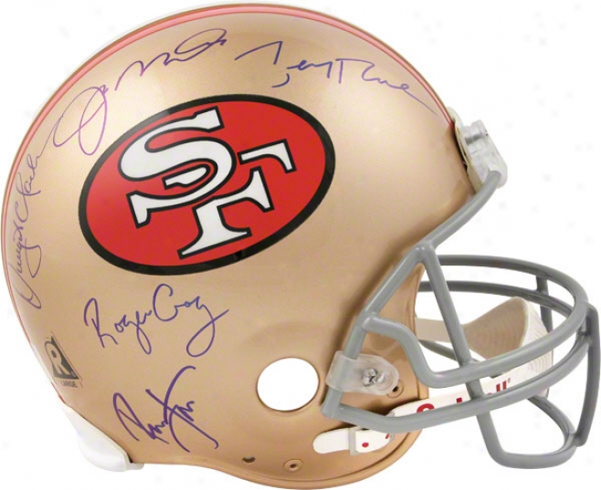 Joe Montana, Jerry Rice, Ronnie Lott, Roger Craig, And Dwight Clark Autographed Pro-line Helmet  Details: San Francisco 49ers, Authentic Riddell Helmet