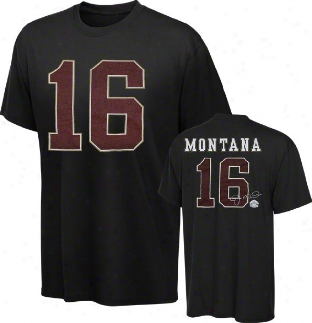 Joe Montana San Francisc o49ers Black Hall Of Fame Name & Number Tee