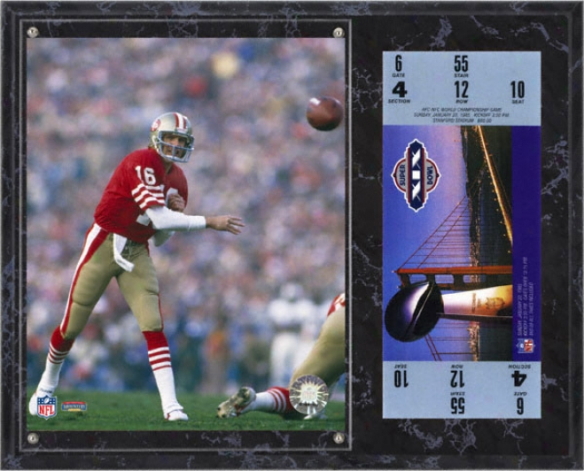 Joe Montana Sublimated 12x15 Plaque  Details: San Francisco 49ers, Super Bowl Xix, With Replica Ticket