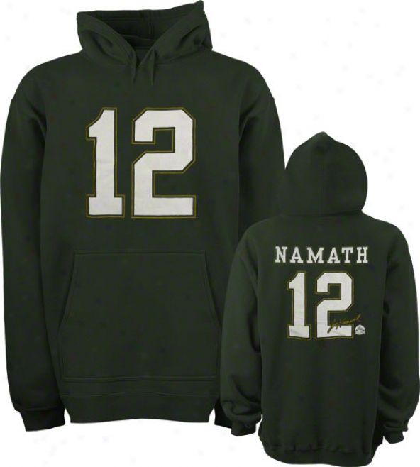 Joe Namath New York Jets Green Hall Of Fame Name & Number Hooded Sweatshirt