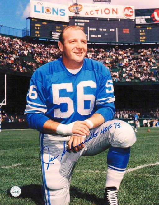 Joe Schmidt Autographed Detroit Lions 8x10 Photo Inscribed &quothof 73&quot