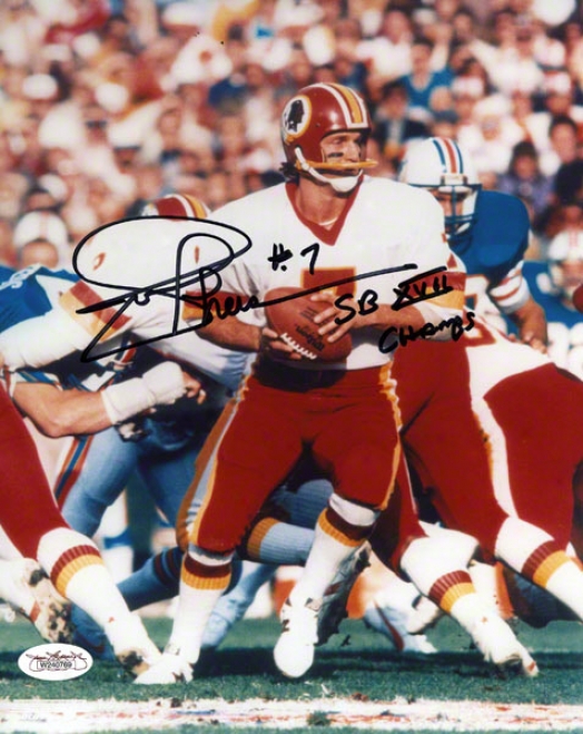 Joe Theismann Autographed 8x10 Photograph  Details: Washington Redskins, With &quotsb Xvii Champs&quot Inscription