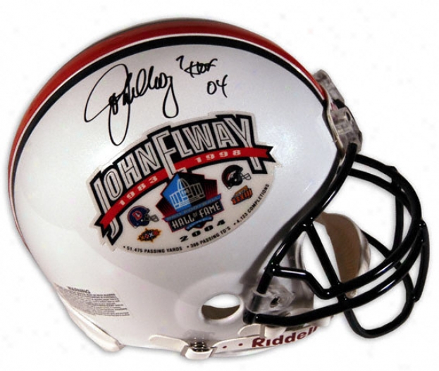 John Elway Autographed Helmet  Details: Denver Broncos, Hof 4 Inscription, Riddell Replica Helmet