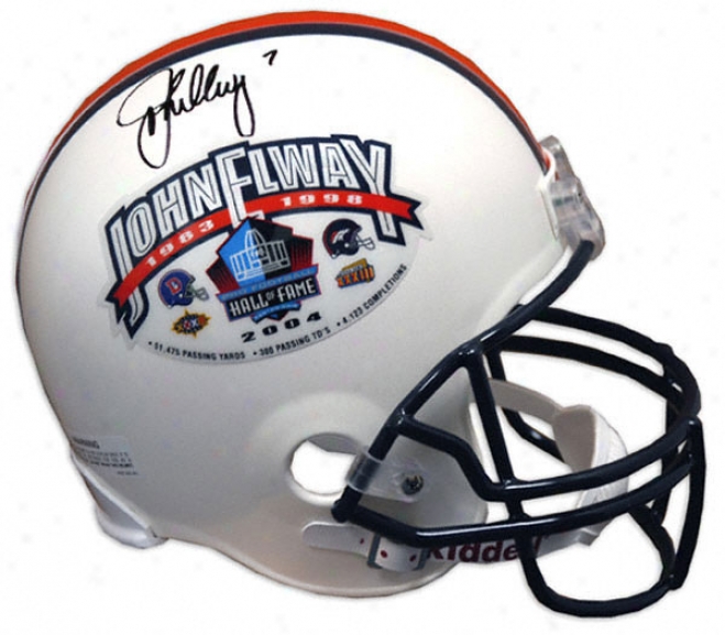 John Elway Denver Broncos Autographed Public room Of Fame Mini Helmet