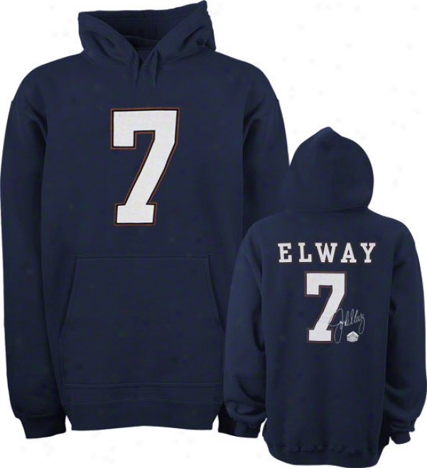 John Elway Denver Broncos Ships Hall Of Fame Name & Number Hooded Sweatshirt