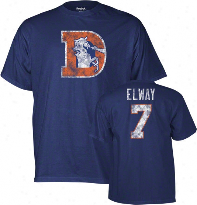 John Elwaay Denver Broncos Navy Vintage Name & Number Tee