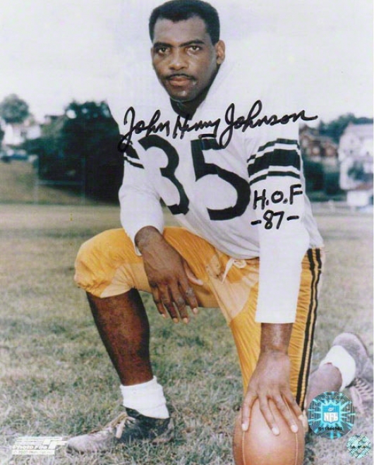 John Henry Johnson Autographed Pittsburgh Steelers 8x10 Photo Inscribed &qupthof 87&quot